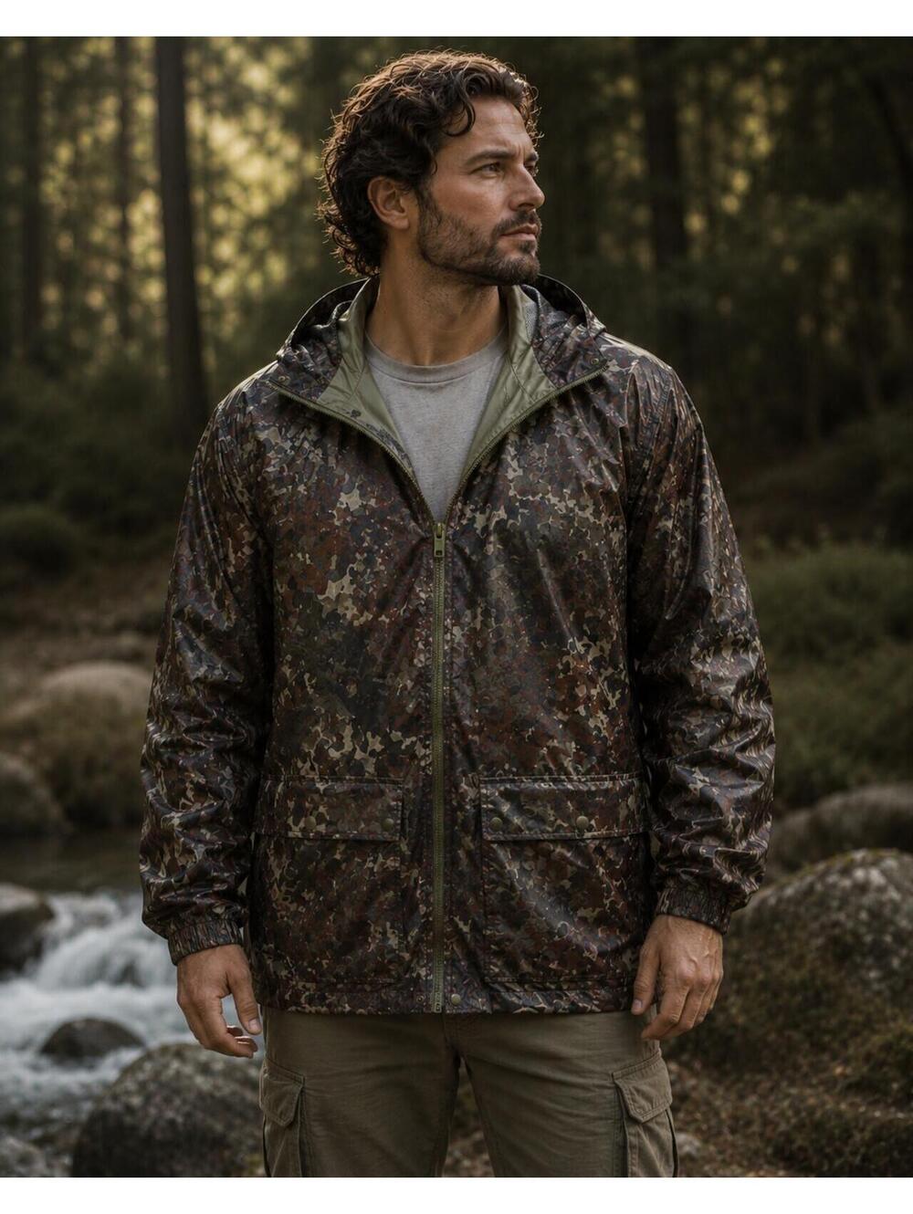 Mil-Tec Camo Hooded Rain Jacket – Size XXL – Outdoor Utility Coat